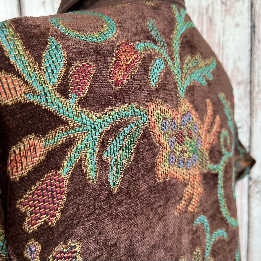 Vintage Maggie Sweet Floral Tapestry Rug Chenille Blazer Coat Jacket Size Medium - Picture 9 of 16